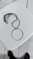 Halskette grosser Ring Silber farbe Lederband schwarz