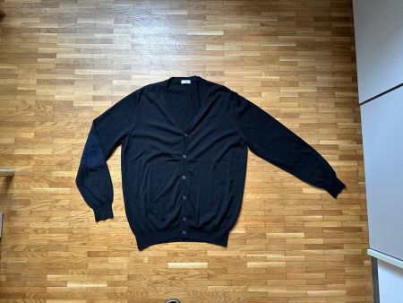 Altea Italy Black 100% Virgin Wool Cardigan Strickjacke
