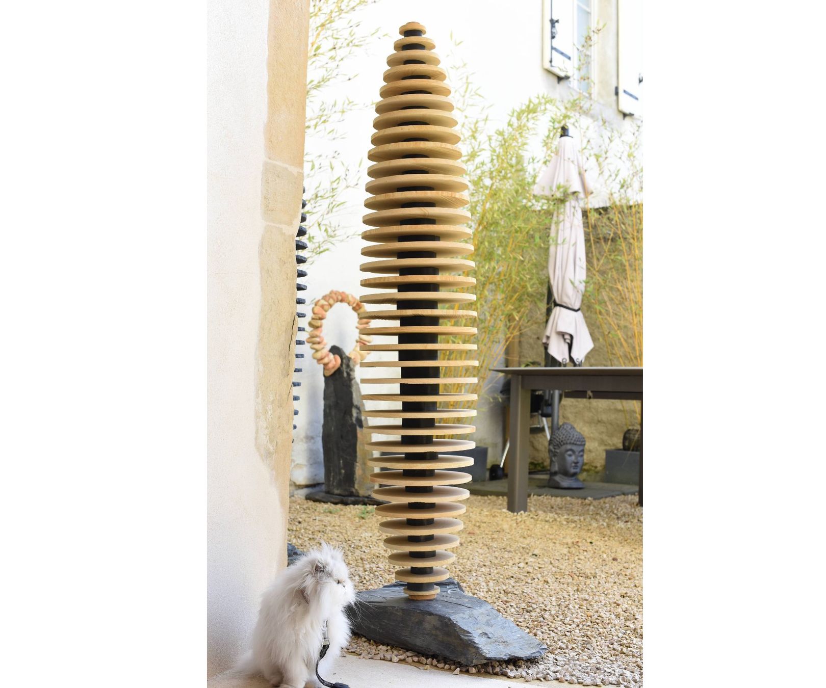 Tutte le decorazioni: Sculpture en Ardoise et Grès Beige de Chine - Statue Jardin – Nuovo (secondo la descrizione) da GEMEAUX venduto da MarcMugnierSculpture 2