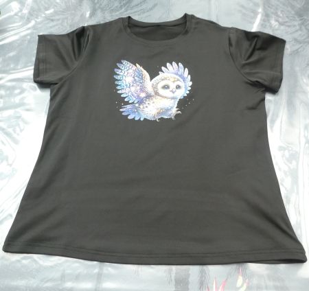 T-shirt noir imprimé hibou cosmique, taille XL