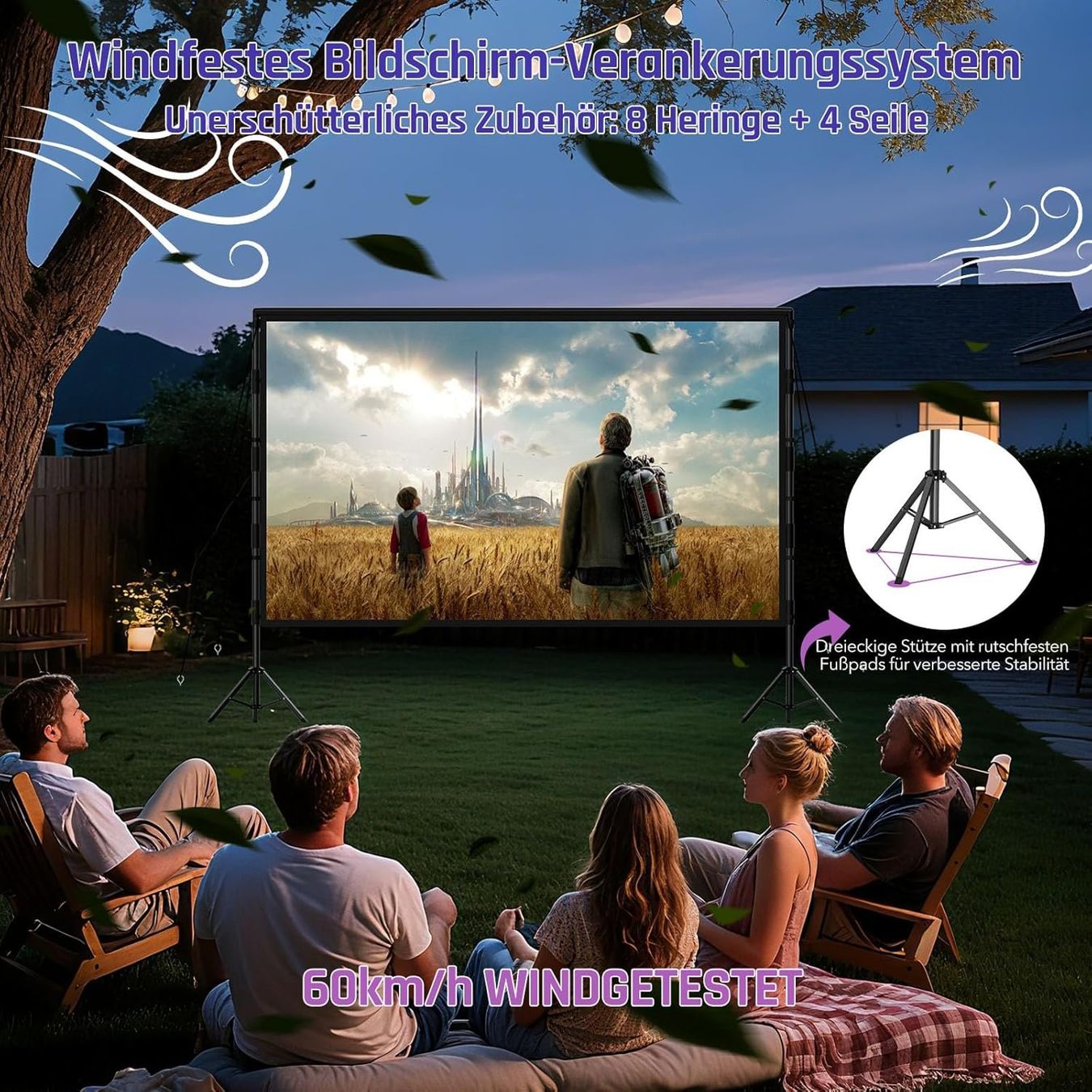 Heimkino: Beamer Leinwand 100 Zoll mit Stativ Outdoor Projektorleinwan – Neu und originalverpackt aus Schaffhausen von che_p9xl 2