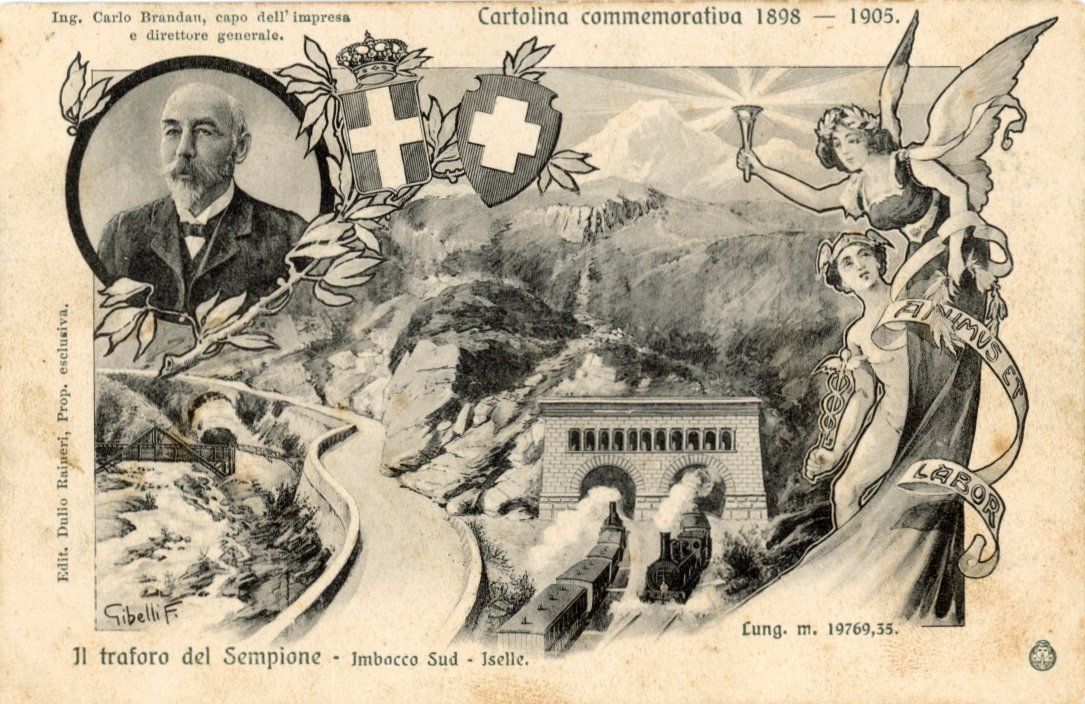 Cartoline postali: Simplon - Tunnel  ISELLE - BRIG    1898 - 1905 – Usato da Brig venduto da Valcards54