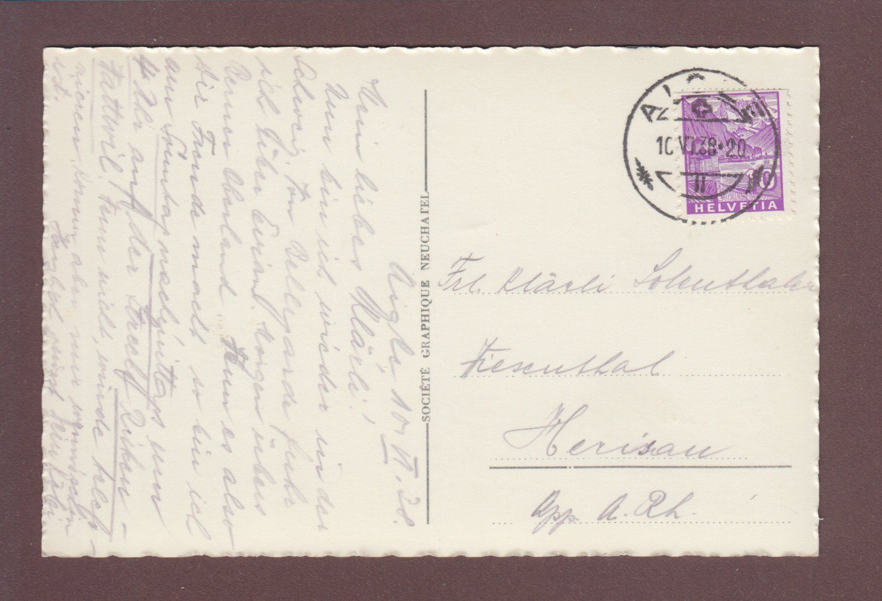 Cartoline postali: AIGLE - Le Château - 1938 – Usato da Pully venduto da nicecards 1