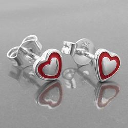 Orecchini pendenti & Orecchini a lobo: Herz rot Kinderohrstecker 925 Silber – Nuovo e nell'imballaggio originale da Wetzikon ZH venduto da shoo-shoos