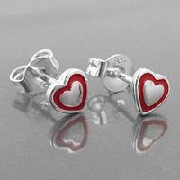 Herz rot Kinderohrstecker 925 Silber