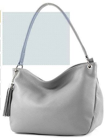 Hellgraue Schultertasche aus Leder