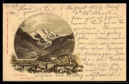 AK Interlaken, Teilansicht mit Jungfrau