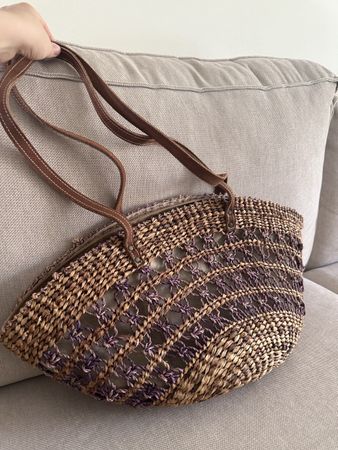 Vintage grosse Strohtasche - Strandtasche 