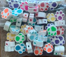 Perlen / Fimo Bastelperlen Pfote 50 Stück