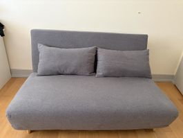 Graues Schlafsofa / Bettsofa ausziehbar inkl. 2 Kissen