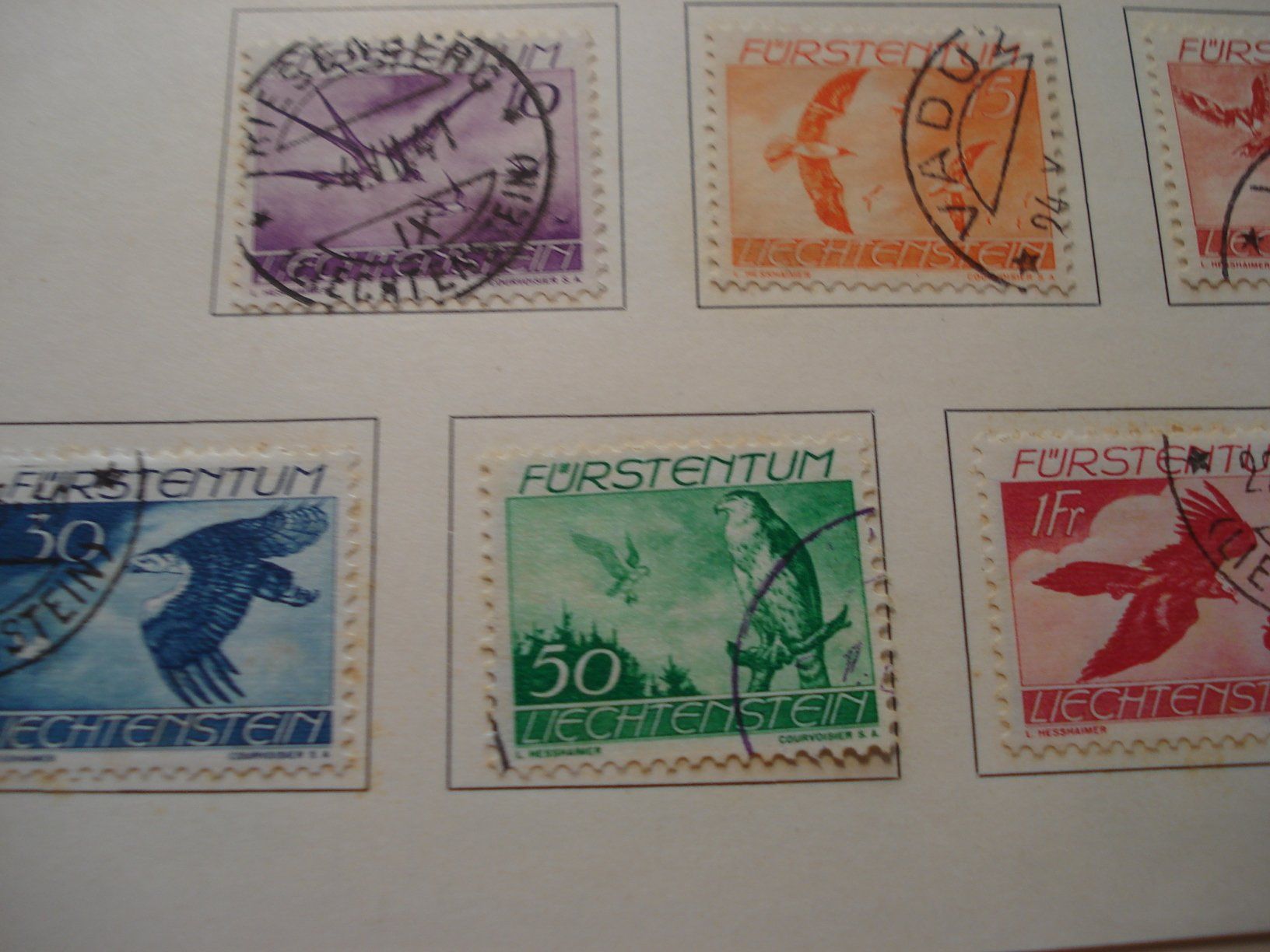 Tous les timbres: Satz Flugpostmarken Liechtenstein, 1939, o – D'occasion à Niederwil AG par morostahu 2