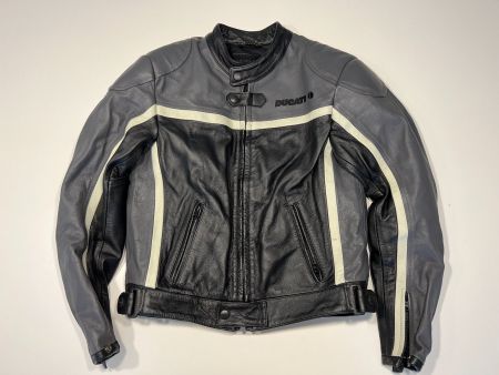 Ducati Lederjacke Gr. M schwarz/grau - Retro Cafe Racer