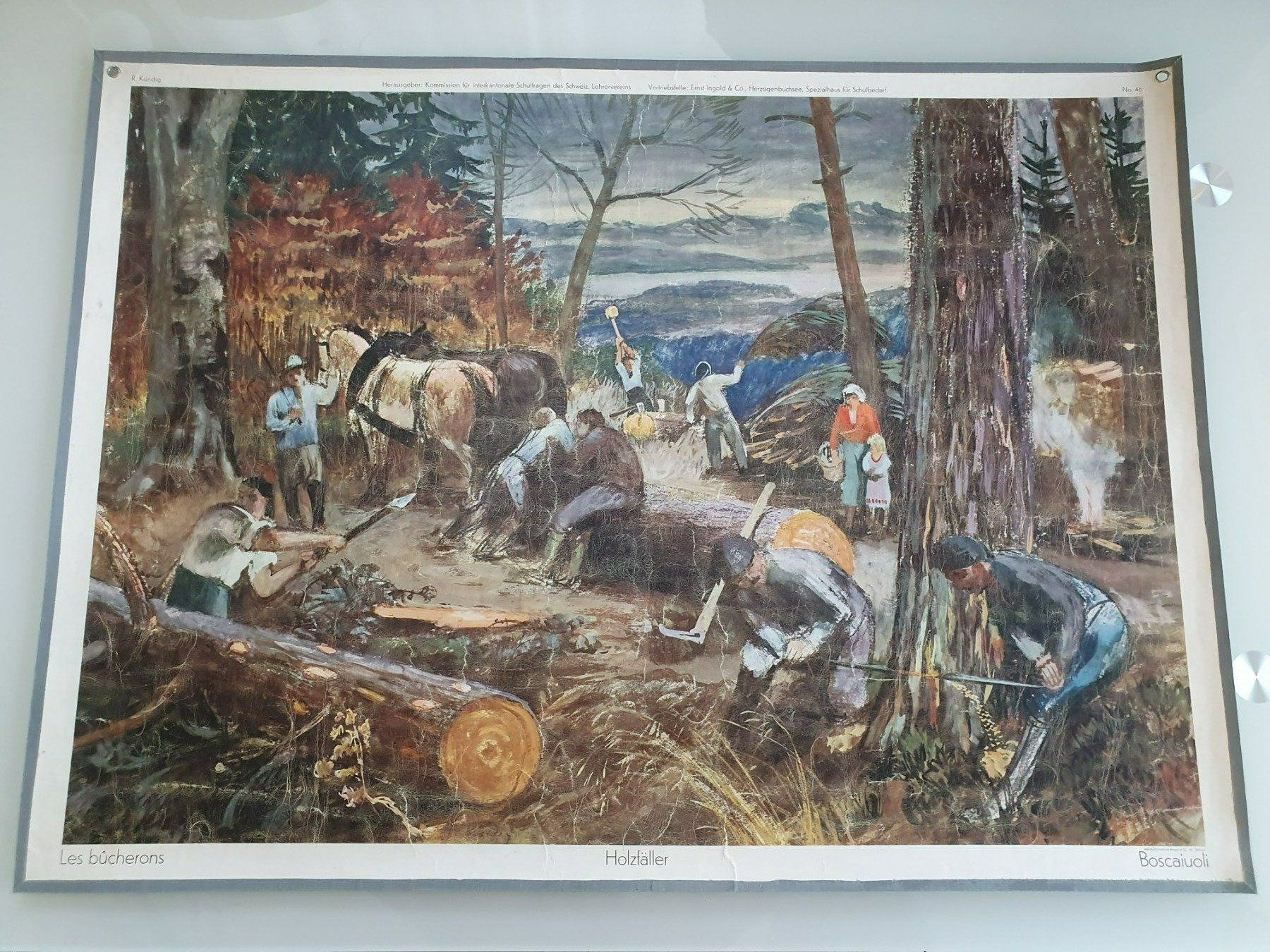Poster & Bilder: Schulwandbild Nr. 46 Holzfäller – Gebraucht aus Fribourg von YannDuc