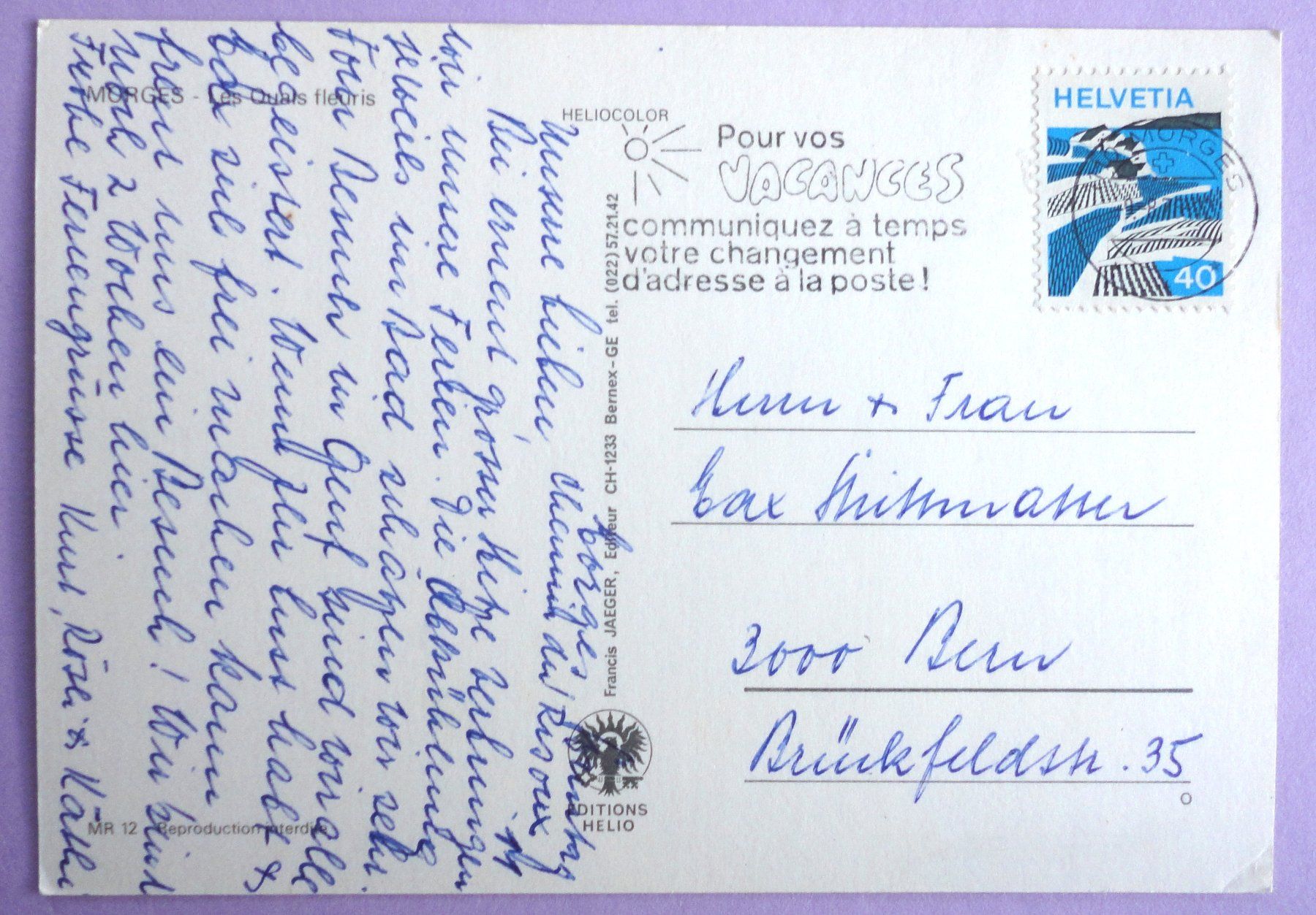 Cartoline postali: Morges - Les Quais fleuris – Usato da Fétigny venduto da Billy2miny 1