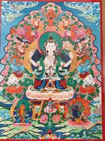 Tangka Buddha Chenrezig /dipinto ad acquarello
