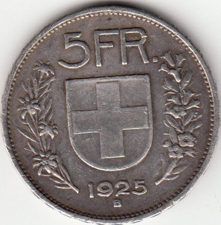 Alle Münzen: 5 Franken 1925 ss+ – Gebraucht aus Gossau SG von Gallus00 1