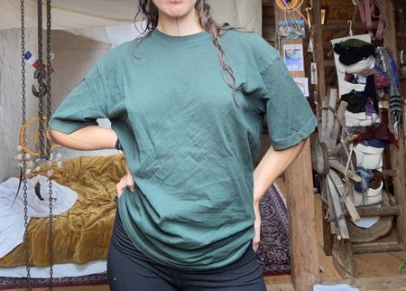 Basic Oversized grünes T shirt aus Baumwolle 