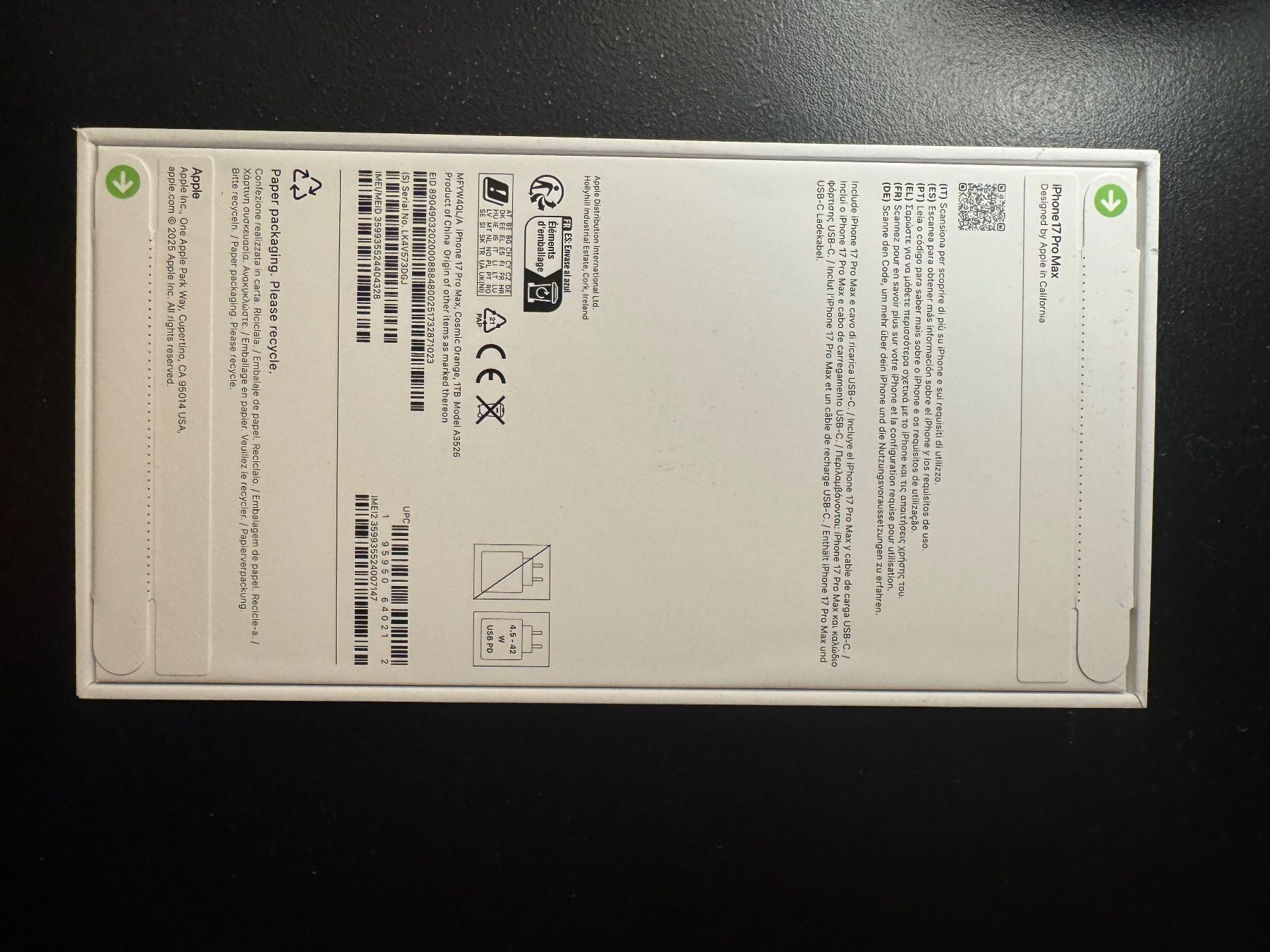 Apple Telefoni cellulari / Smartphones: Apple iPhone 17 Pro Max 1TB Orange - (Originalverpackung) – Nuovo e nell'imballaggio originale da Belp venduto da pab_l6w5 1