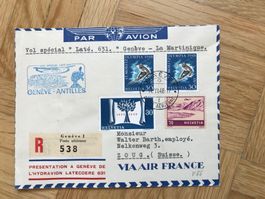 1948, Schöner Flugbeleg Genève-Martinique
