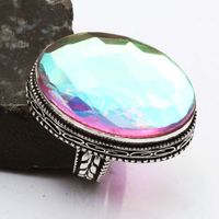Rainbow Fire Topaz Antique Design Ring Jewelry US SIZE 7.5