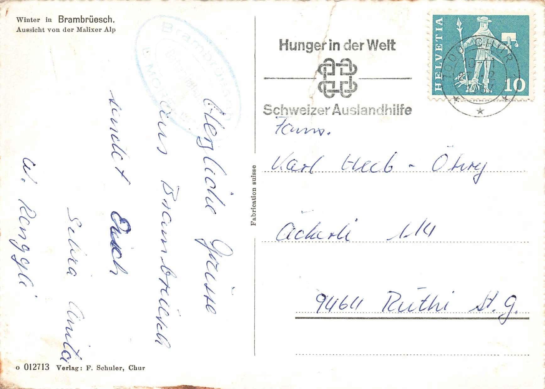 Cartoline postali: Winter Brambrüesch – Usato da Biasca venduto da Blenio71 1