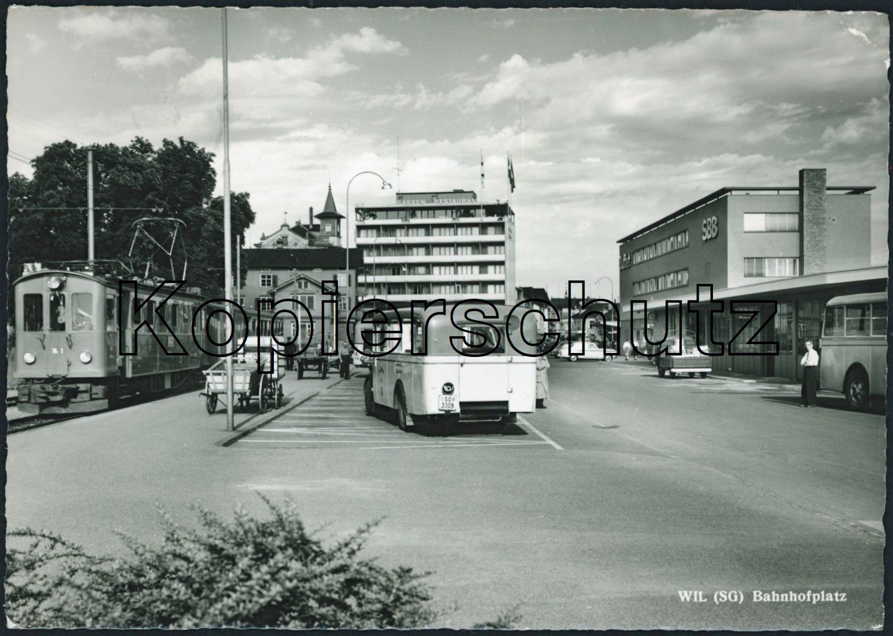Cartoline postali: SG Wil - Bahnhof - Bahn FW - Postauto – Usato da Schindellegi venduto da stationary