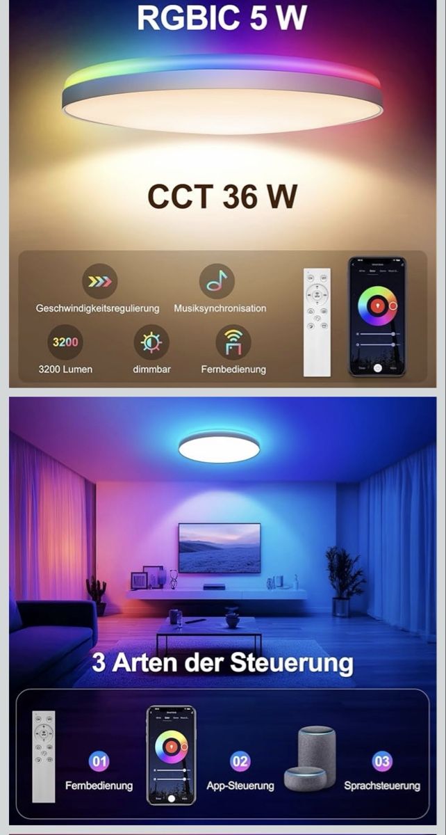 Kronleuchter & Deckenlampen: Smart LED Deckenleuchte RGBIC – Gebraucht aus Lyss von Marly87 1