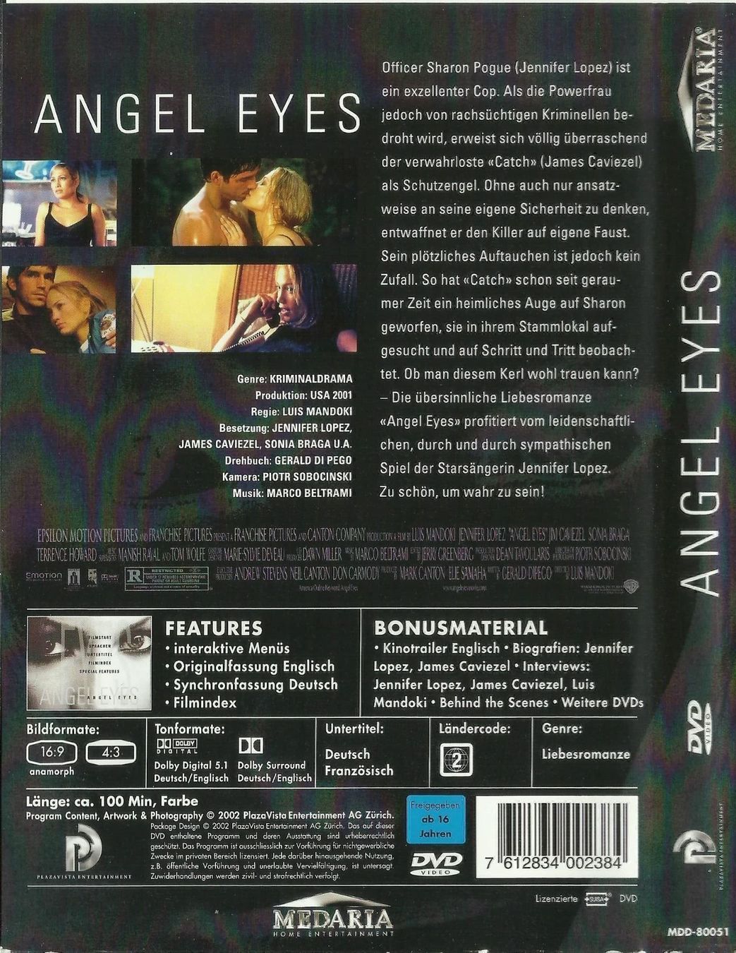 Tutti i DVDs: Angel Eyes DVD JLO – Usato da St. Margarethen TG venduto da ursk10 1