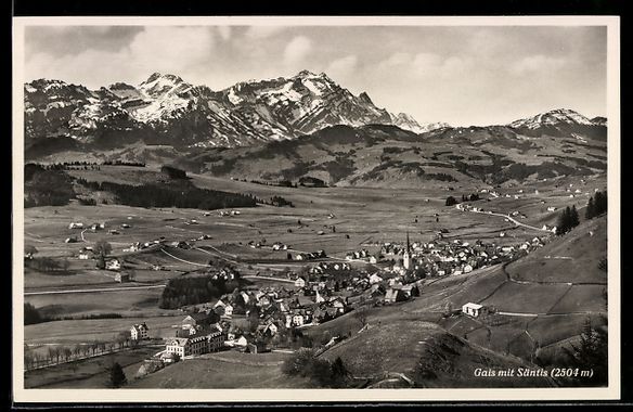 Cartoline postali: AK Gais, Gesamtansicht mit Säntis – Usato da Berlin venduto da bartko-reher