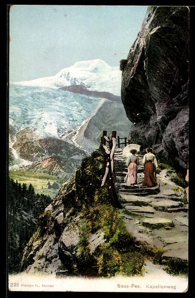 Cartes postales: AK Saas-Fee, Kapellenweg – D'occasion à Berlin par bartko-reher