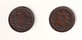 Schweiz 2 Rappen 1900 wenig gebraucht - seltener Jahrgang!