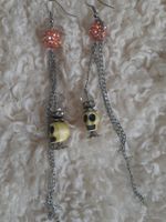 Boucle d'oreille Halloween jaune tête de mort squelette