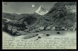 Mondschein-AK Zermatt, Zermatt et le Cer