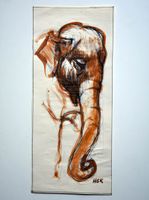 HANS KRÜSI (attr.) – Elefantenkopf, Aquarell über Feder