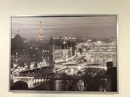 Grosses Paris-Leinwandbild, Schwarzweiss, Top Zustand!