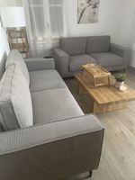 Sofa Set 2er und 3er Sitz, grau, Cordstoff
