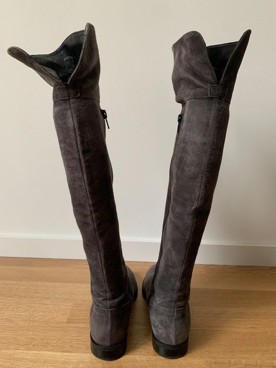 Gianvito Rossi Overknee Stiefel Grau Wildleder Grieder - Main Image