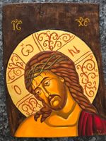 Handgemalte byzantinische Ikone Jesus Christus, Blattgold