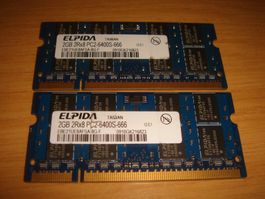 2 stück 2gb ddr2 6400 für laptop.
