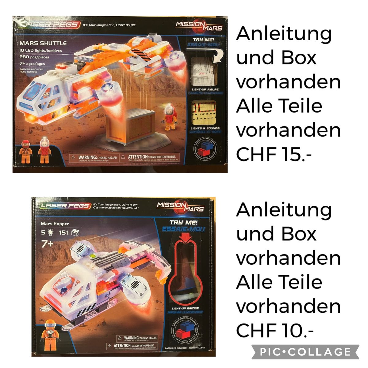 Kit di costruzioni: Laser Pegs Mission Mars Shuttle Set, vollständig! – Usato da Röschenz venduto da c_k_wj8r