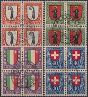 1923, J25-J28 Viererblöcke Pro Juventute, Kat: 965.-