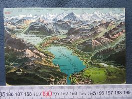 THUNERSEE + BRIENZERSEE VOGELSCHAU PANORAMA 1911 BEO AK