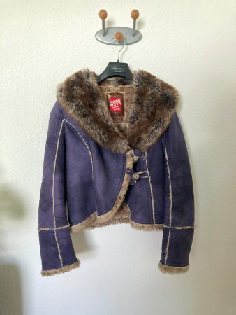 RARE Miss Sixty Faux Fur Suede Jacket Purple