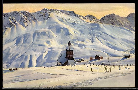 Cartes postales: AK Arosa, Das alte Kirchlein – D'occasion à Berlin par bartko-reher