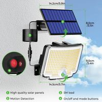 nipify Solar Aussenlampe 318 LED Bewegungsmelder IP65