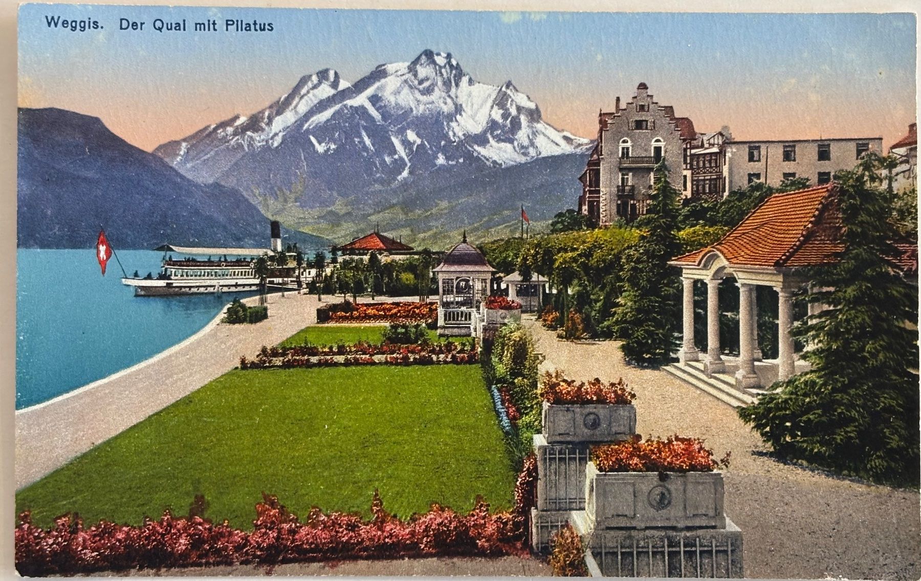Cartoline postali: Weggis, Quai, Pilatus – Usato da Frauenfeld venduto da Merk52