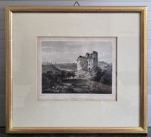 Stich von Schloss Habsburg in Blattgoldrahmen