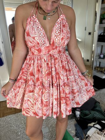 Robe d'été imprimée orange et blanche taille S