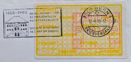 Automatenmarke 12.8.80 (Bern 1) auf Beleg