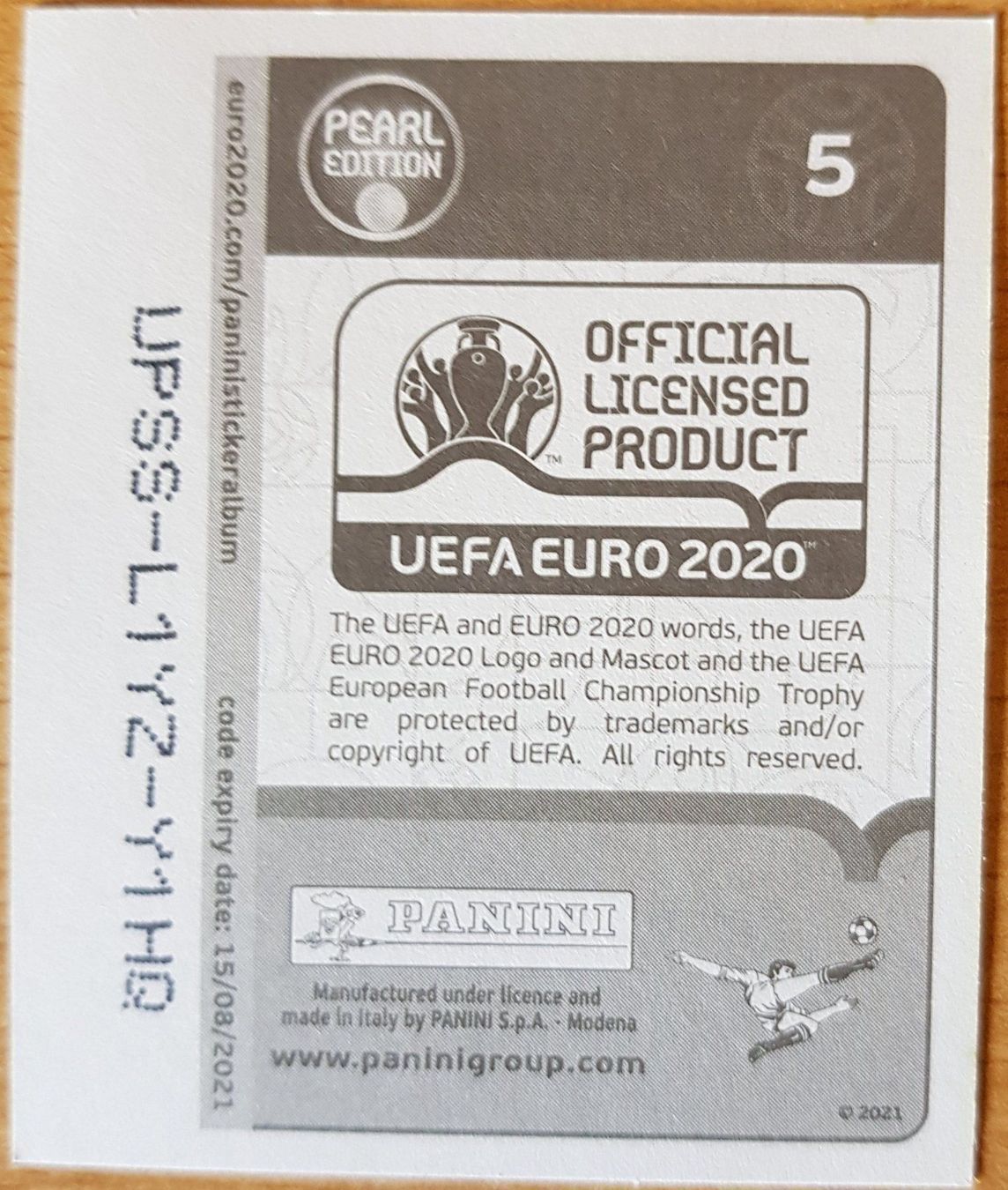 Panini Sammelbilder & Trading cards: UEFA EURO 2020 NR. 5 – Gebraucht aus Koppigen von Jsimsala 1